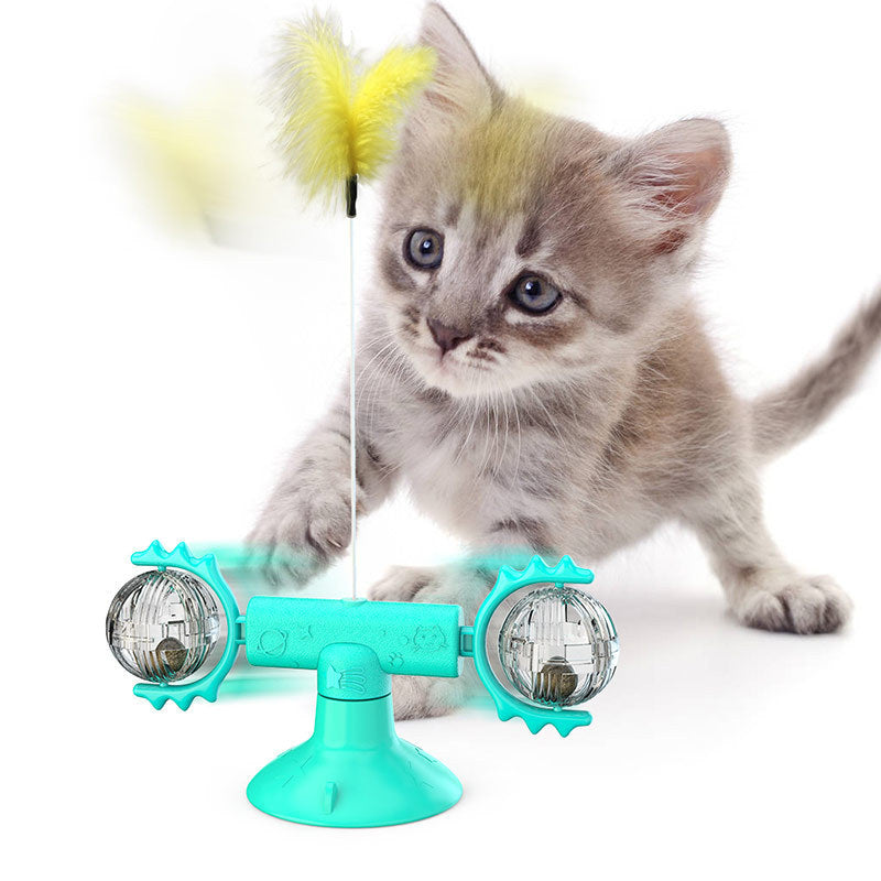 Cat Rotating Windmill Multi-Function Toys Itch Scratching Device Teeth Shining Toy