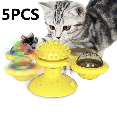 Cat Rotating Windmill Multi-Function Toys Itch Scratching Device Teeth Shining Toy