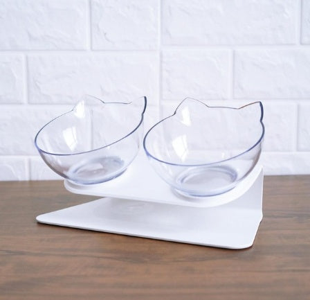 New Inclined Food Cat Ear Oblique Mouth Transparent Single Pet Bowl