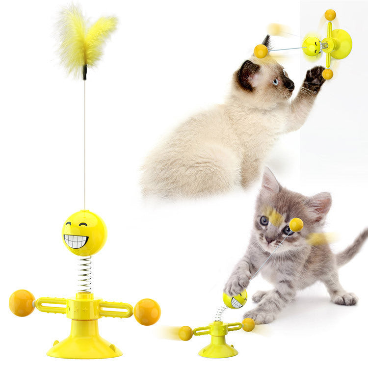 Cat Rotating Windmill Multi-Function Toys Itch Scratching Device Teeth Shining Toy