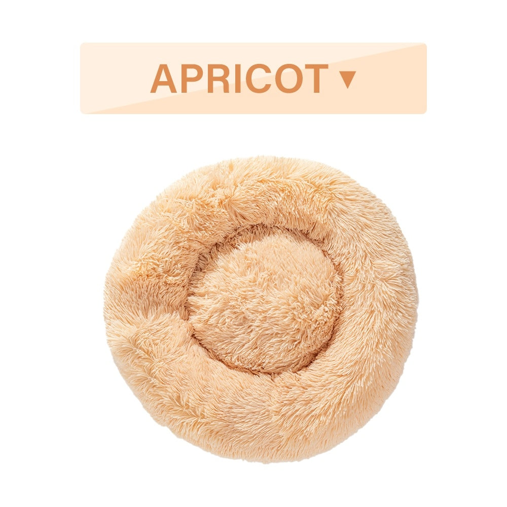 Fluffy Donut Dog Bed  Warm Soft Long Plush Pet Cushion Dog House Cat  Bed Washable Pet Sofa Mat Calming Samll Large Dog Beds