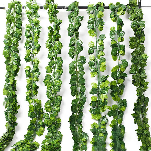 230cm 72 Leaves Vine Artificial Hanging Plants Liana Silk Fake Ivy Leave for Wall Green Garland Decoration Home Decor Party Vine