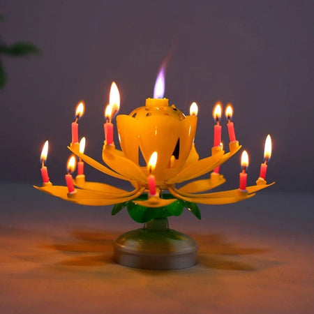 Beautiful Singing Blossom Lotus Flower Candle Music Candle Rotating Musical Candle for Grandparents Birthday Drop Shipping