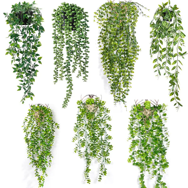 Artificial Plants Vine Hanging Ivy Fern Grass Fake Greenery Plant Home Garden Decoration Outdoor Green Leaves Garland Wall Decor