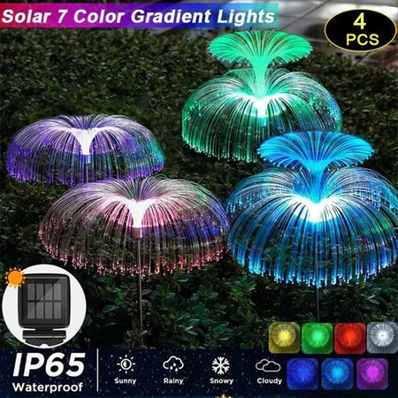 Solar Garden Lights Outdoor Waterproof Fiber Optic Jellyfish Lawn Lights Outdoor Patio Villa Yard Decor
